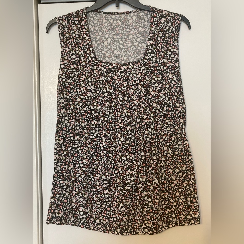 Floral Sleeveless Top - Black and Pink